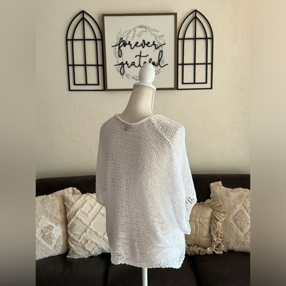 EILEEN FISHER Bateau-neck Top Cap-sleeve Sweater In White Size S Classic Casual - Picture 12 of 16